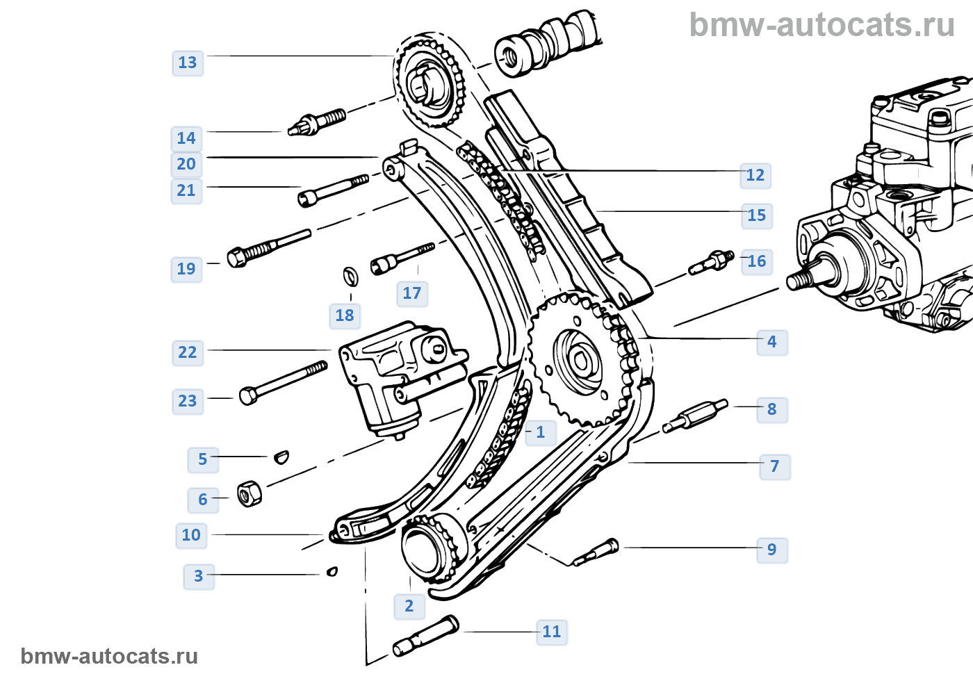 как поменять натяжитель цепи на bmw m51