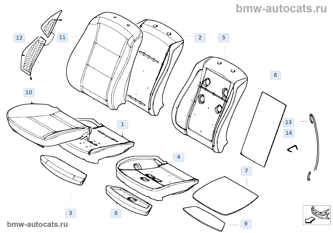 Набивка и обивка задн.сид.,люк в спинке BMW E71 X6 M50dX N57X SAC купить (ece)