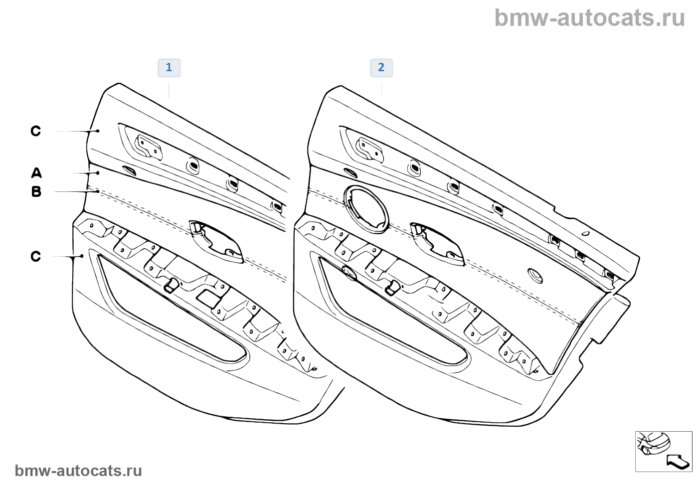 Обшивка двери Indi, част.кож.отделка Пд BMW 5' E60 LCI 550i N62N Европа