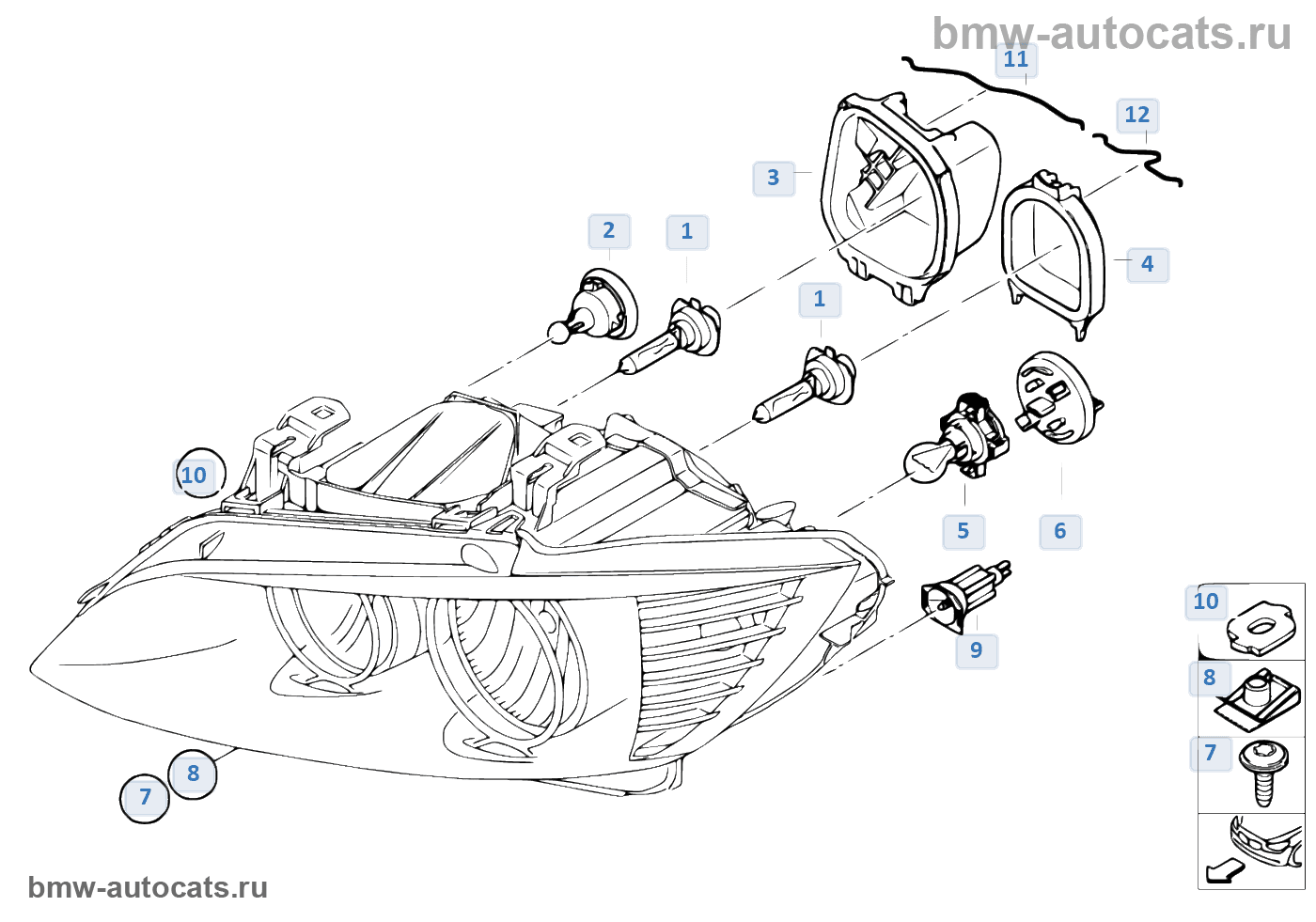 БМВ Е46. Снятие и установка фары. BMW 3-ая серия E46 / c1f3af